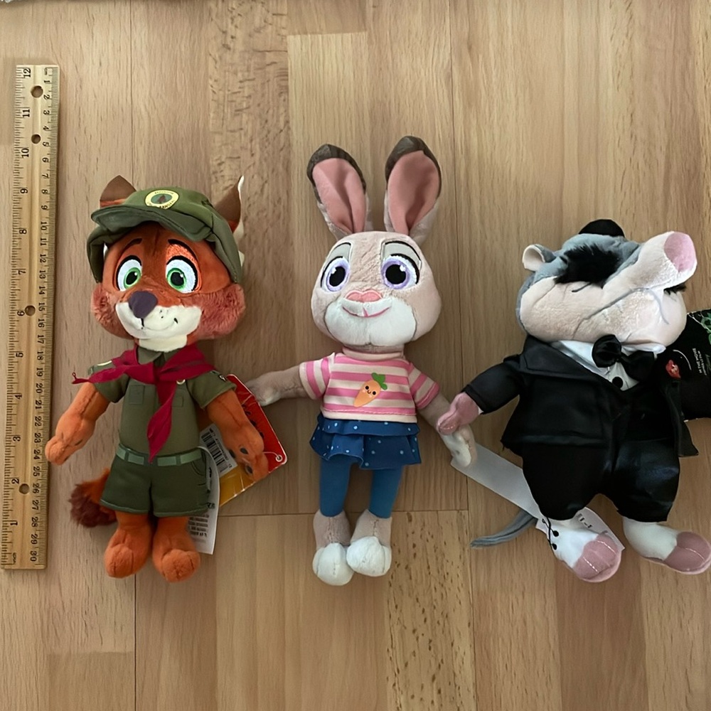 Zootopia plushy Nick Wilde, Judy hopps, Mr. Big
